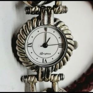 Vintage Brighton Savanna watch silver plate & brown leather strap # E